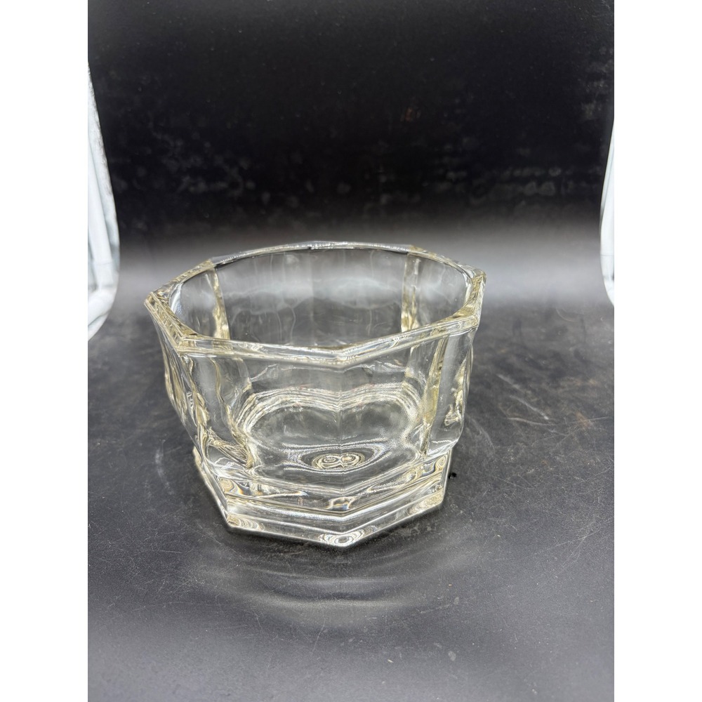 Vintage Clear Glass Octagonal Paneled Candy Dish Nut Bowl Geometric Decor